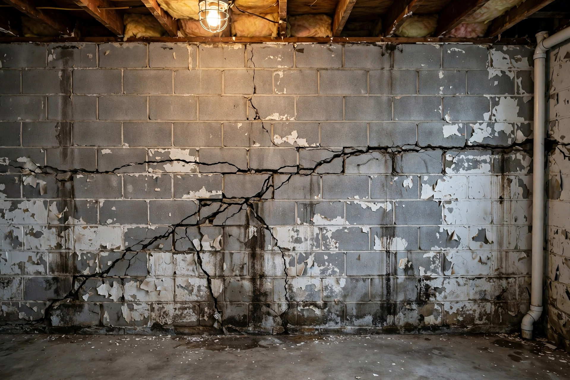Before photo,  Basement Wall Repair in Woodmore, by Bowie Foundation Repair Company