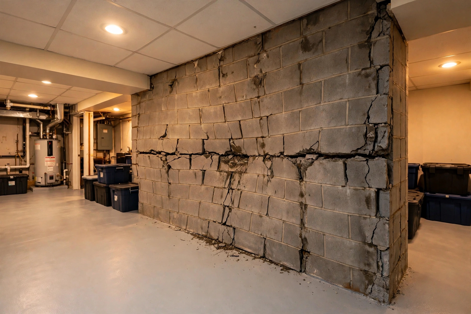 Before photo,  Bowing Wall Repair in Fairwood, by Bowie Foundation Repair Company