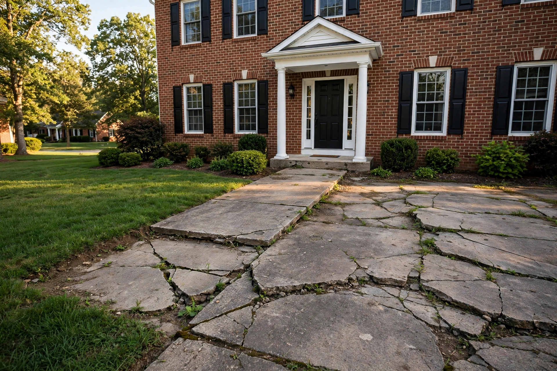 Before photo, Concrete Lifting and Leveling in Old Town Bowie, by Bowie Foundation Repair Company