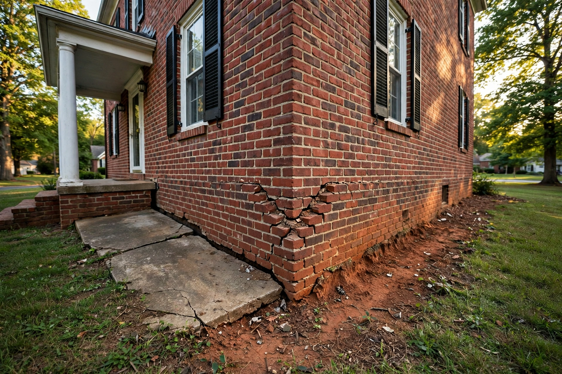 Before photo, Foundation Settlement Repair in White Marsh, by Bowie Foundation Repair Company