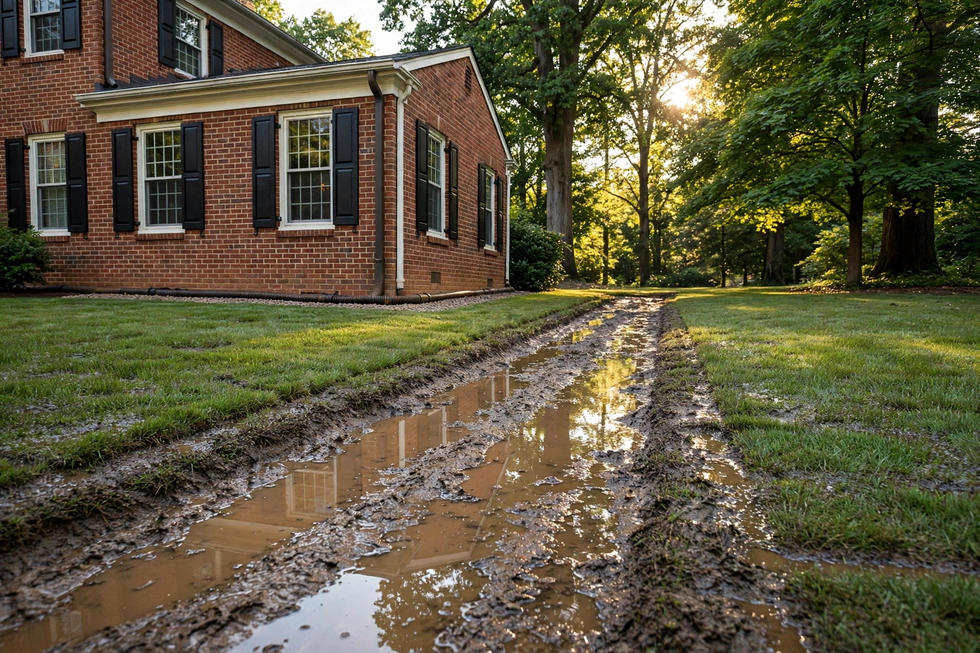 Before photo,  French Drain Installation in Pointer Ridge, by Bowie Foundation Repair Company