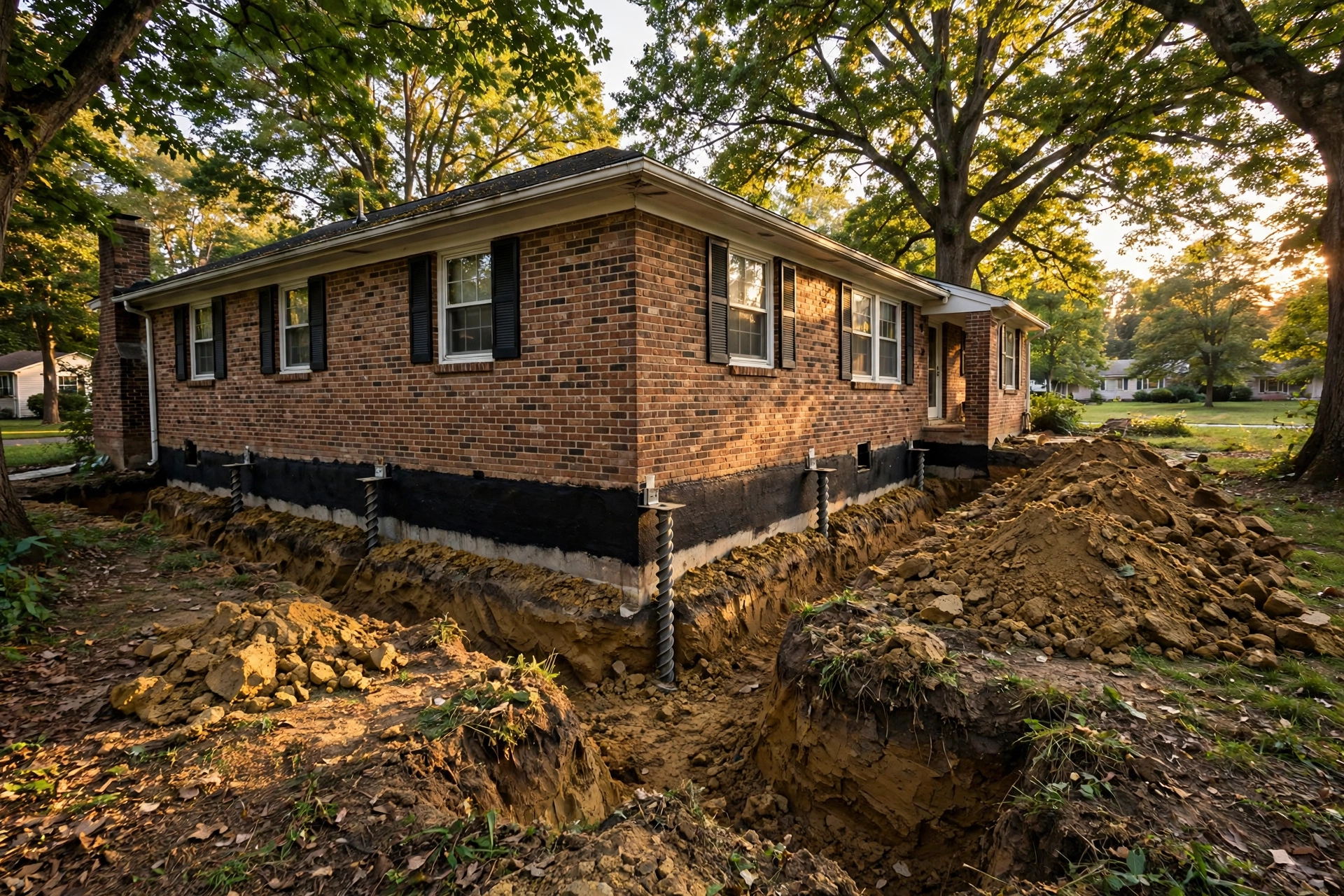 After photo, Helical Pier Installation in Belair, by Bowie Foundation Repair Company