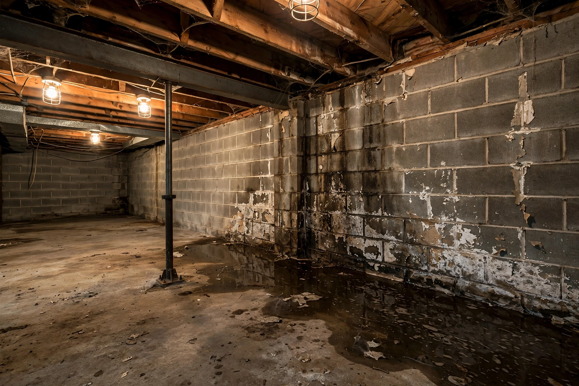 Before photo,  Interior Basement Waterproofing in Collington, by Bowie Foundation Repair Company