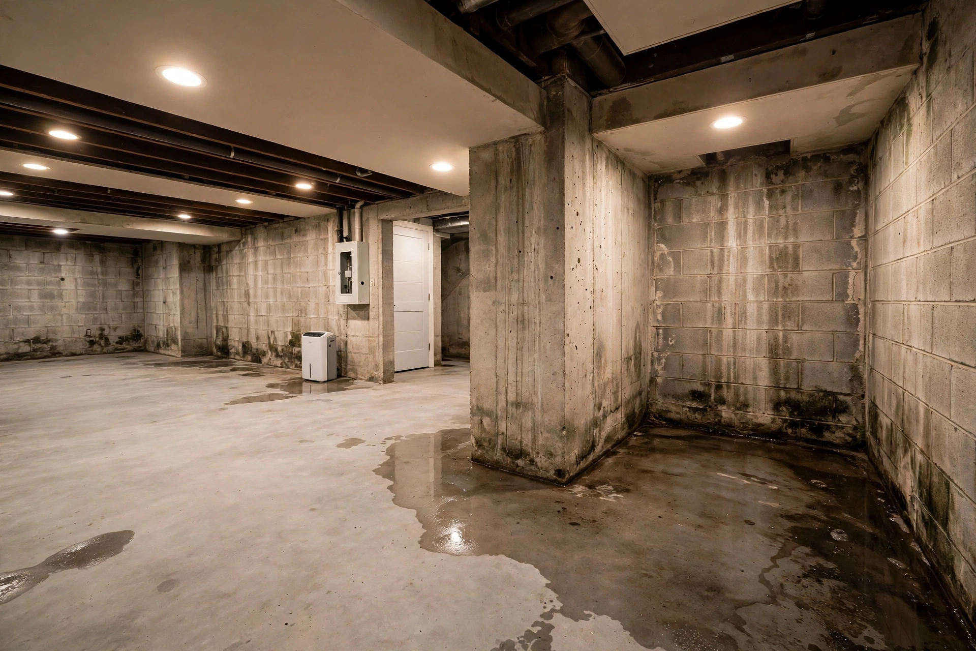 Before photo, Interior Basement Waterproofing in Woodmore, by Bowie Foundation Repair Company