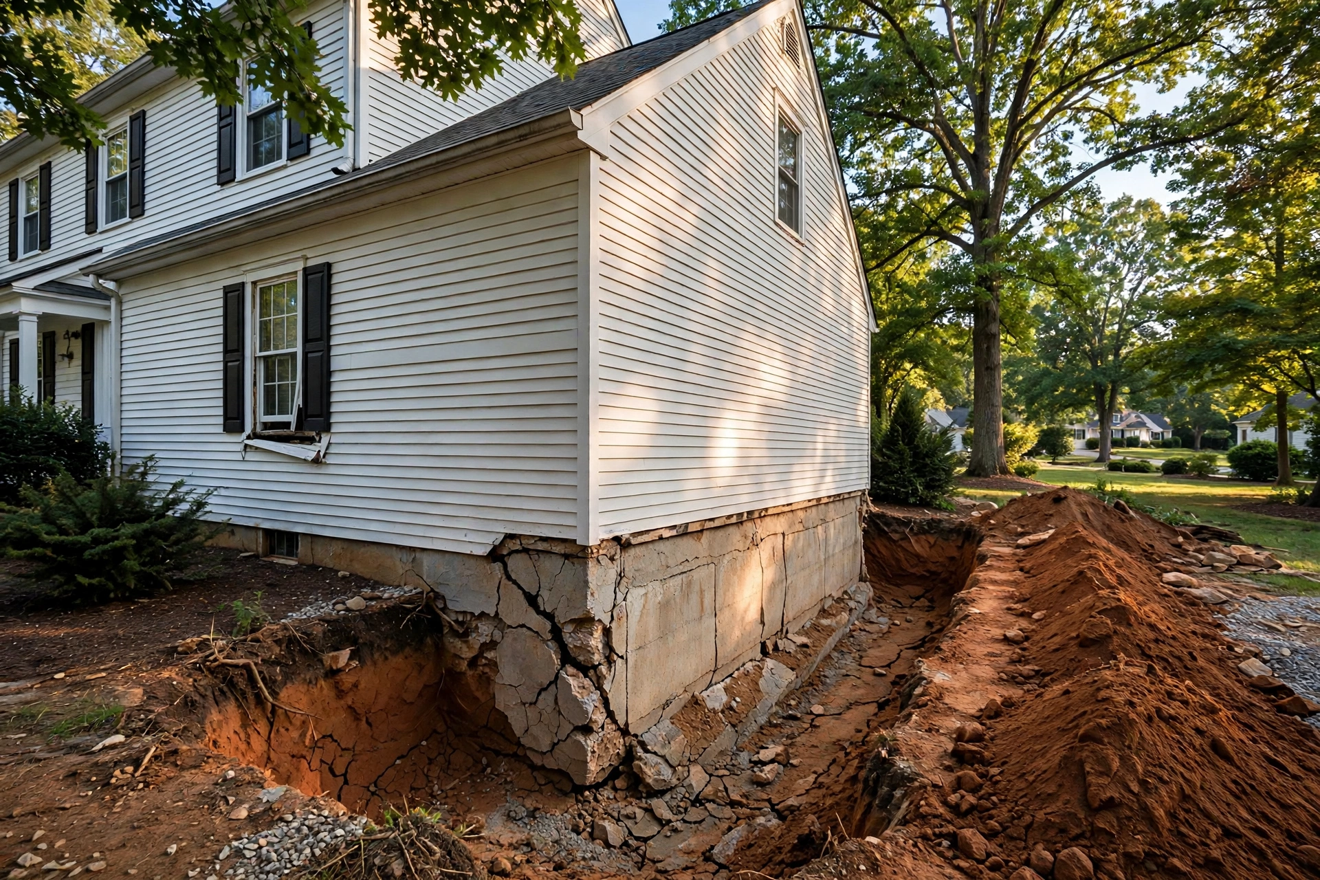 Before photo,  Push Pier Installation in Heather Hills, by Bowie Foundation Repair Company