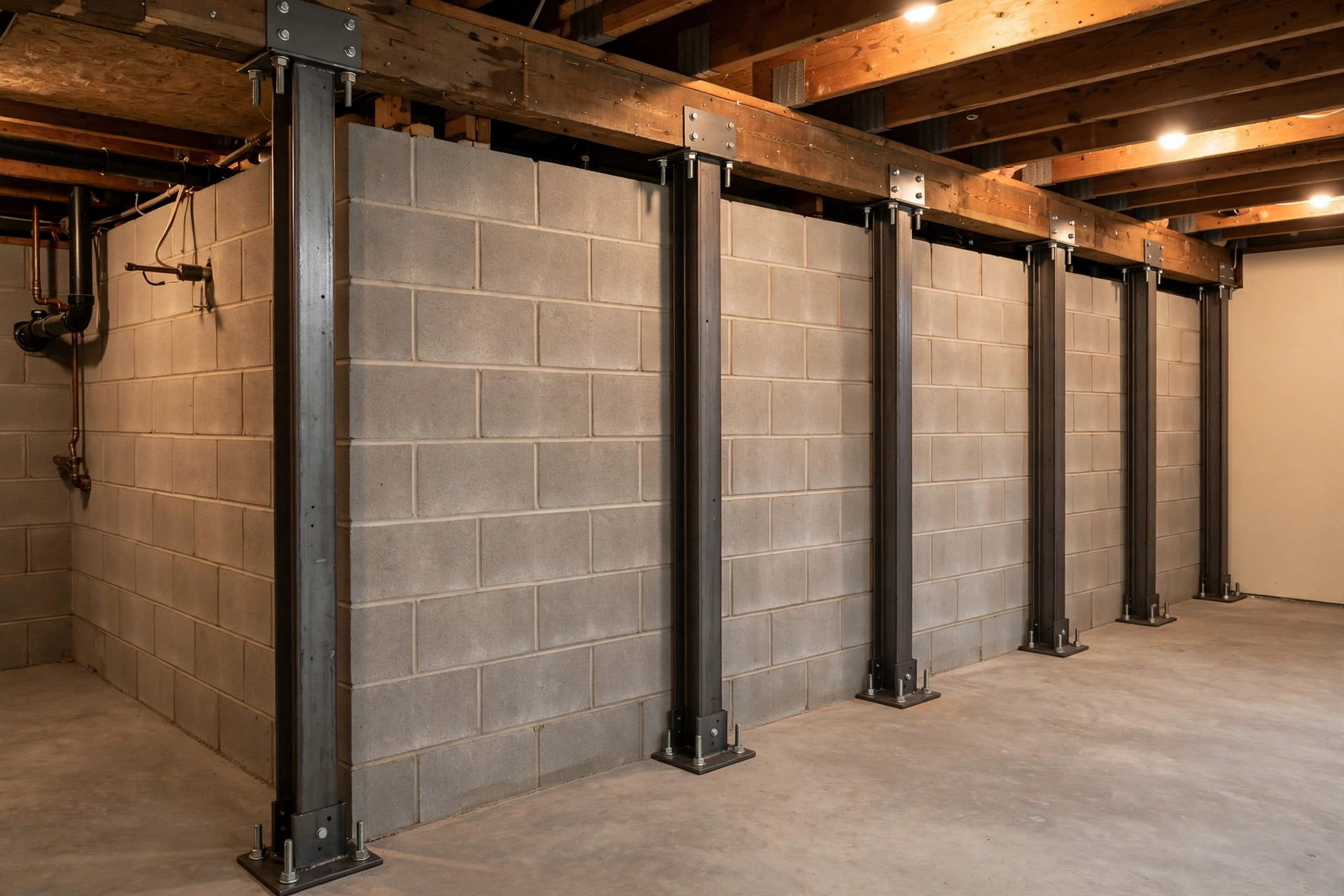 Steel I-Beam Wall Support —  Steel I-Beam Wall Support in Long Ridge by Bowie Foundation Repair Company