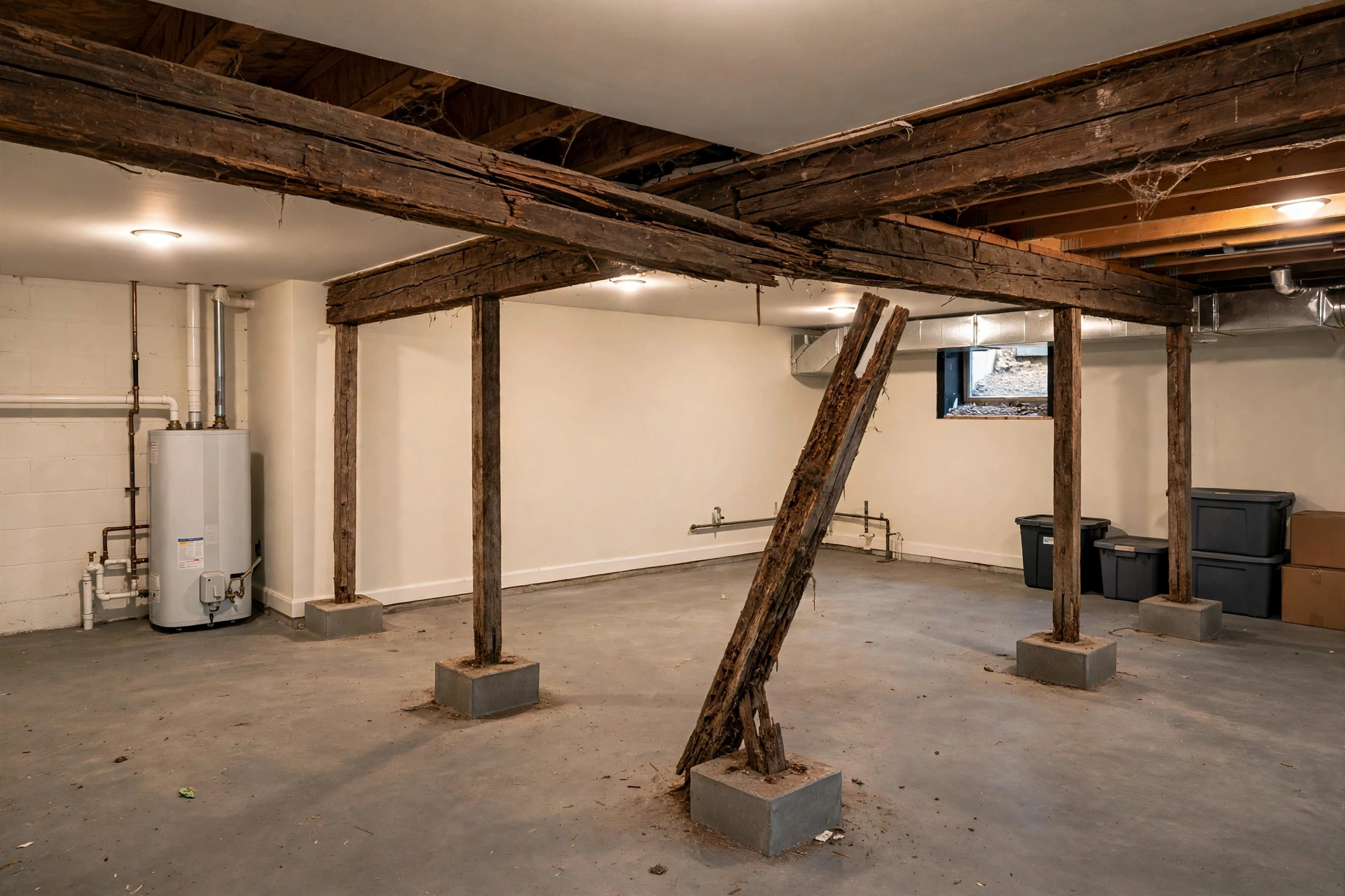 Before photo,  Structural Beam and Post Repair in Tulip Grove, by Bowie Foundation Repair Company