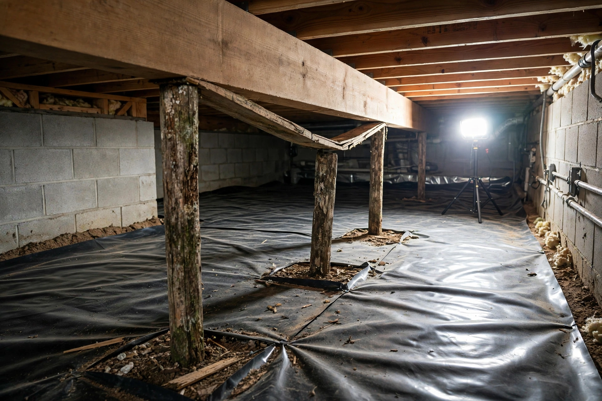Before photo,  Support Jack Installation in South Bowie, by Bowie Foundation Repair Company